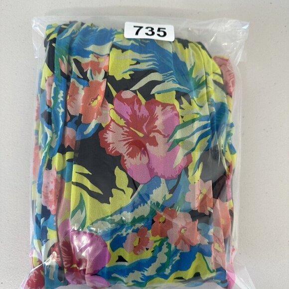 Loft Accordion Pleat Sleeveless Dress Floral Tropical Size L No Belt - Picture 4 of 12